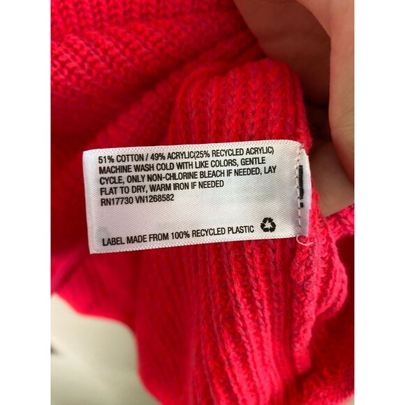 Wild Fable Womens Cropped Knit Sweater M‎ Bright Pink cotton blend long sleeve - Picture 4 of 6